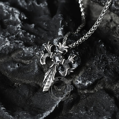 Double Dragon Cross Stainless Steel Pendant