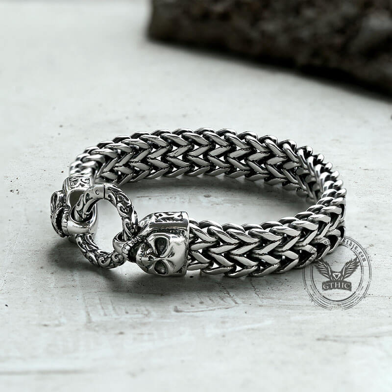 Double Ghost Head Buckle Stainless Steel Skull Bracelet