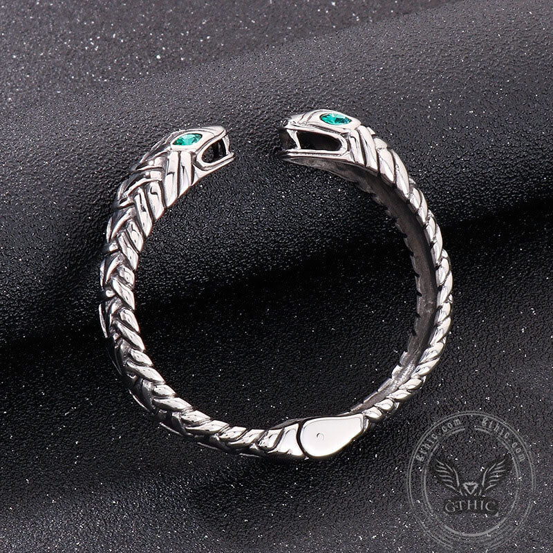 Double Headed Snake Stainless Steel Open Bracelet
