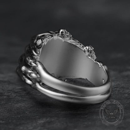 Double Row Skull Claw Sterling Silver Brass Ring