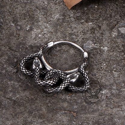 Double Snake Wrapped Stainless Steel Earrings
