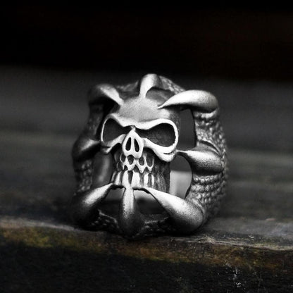 Dragon Claw Brass Sterling Silver Skull Ring