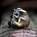 Dragon Claw Brass Sterling Silver Skull Ring