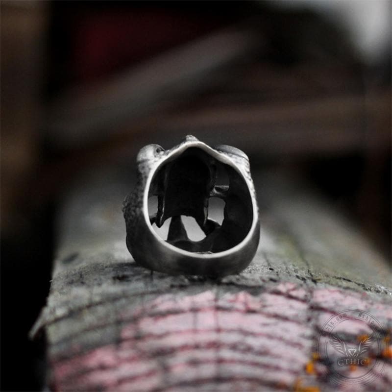 Dragon Claw Brass Sterling Silver Skull Ring