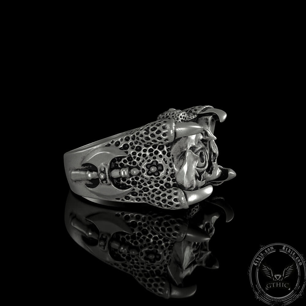 Dragon Claw Evil Eye Sterling Silver Ring