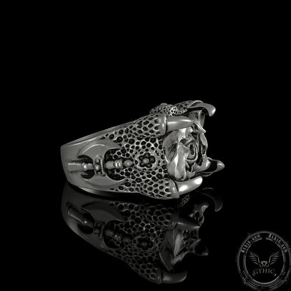 Dragon Claw Evil Eye Sterling Silver Ring