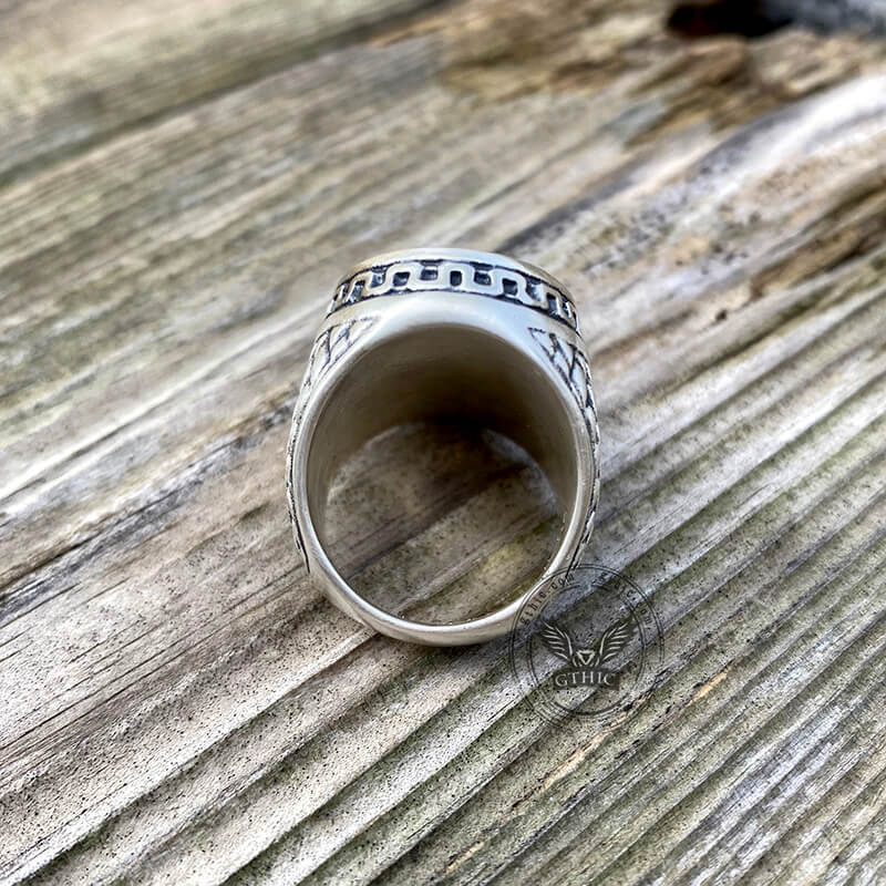 Dragon Scale Pattern Sterling Silver Cross Ring