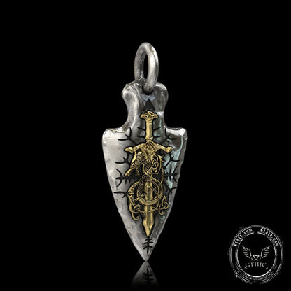 Dragon Sword Arrow Sterling Silver Pendant