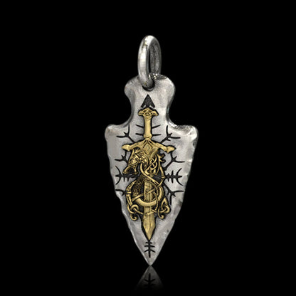Dragon Sword Arrow Sterling Silver Pendant