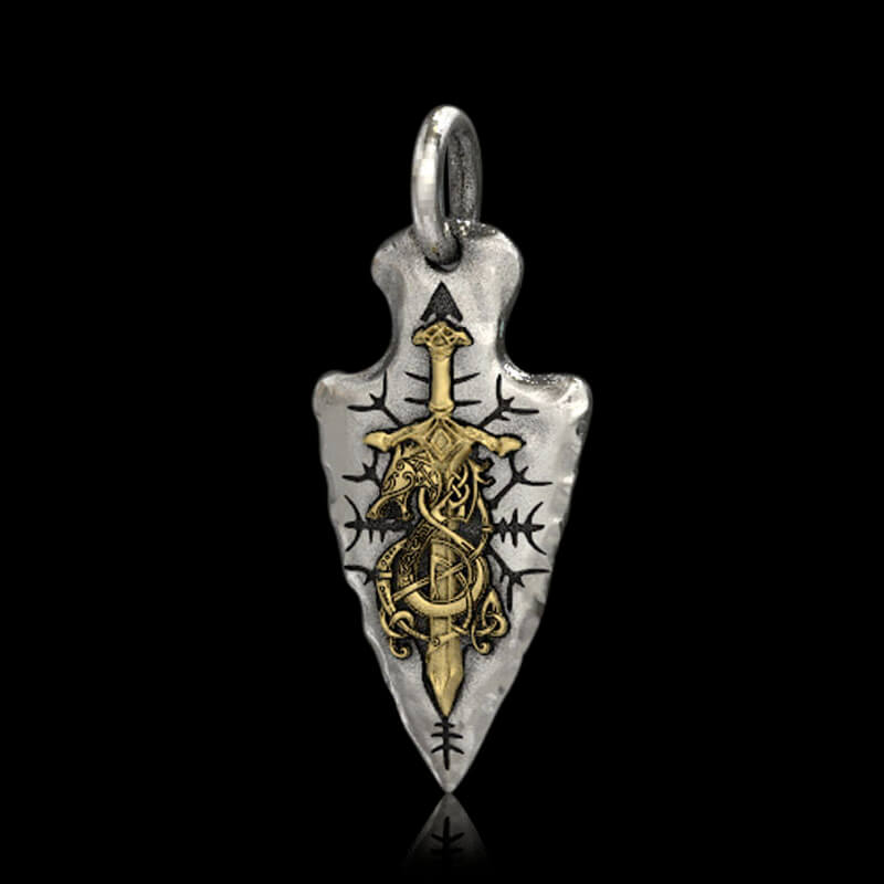 Dragon Sword Arrow Sterling Silver Pendant
