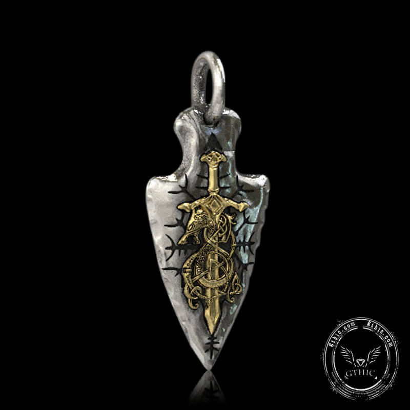Dragon Sword Arrow Sterling Silver Pendant