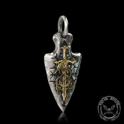Dragon Sword Arrow Sterling Silver Pendant