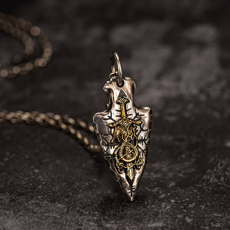 Dragon Sword Arrow Sterling Silver Pendant