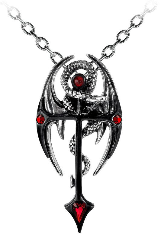 Dramatic Draconkreuz Pendant With Red Austrian Crystals