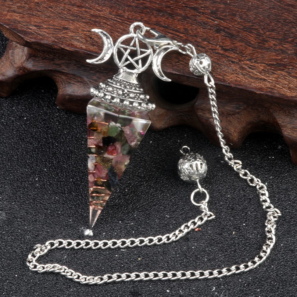 Triple Goddess Crystal Pendulum Necklace