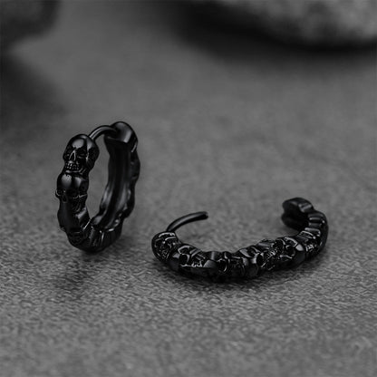 Gothic Skull Huggie Hoop Earrings for