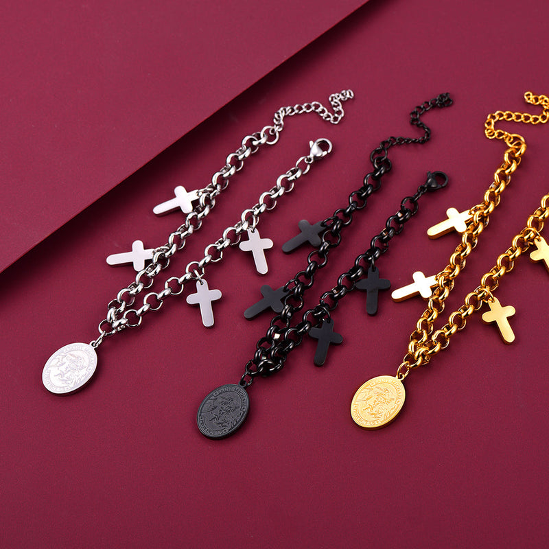Patron St. Michael Charm Bracelet With Cross for