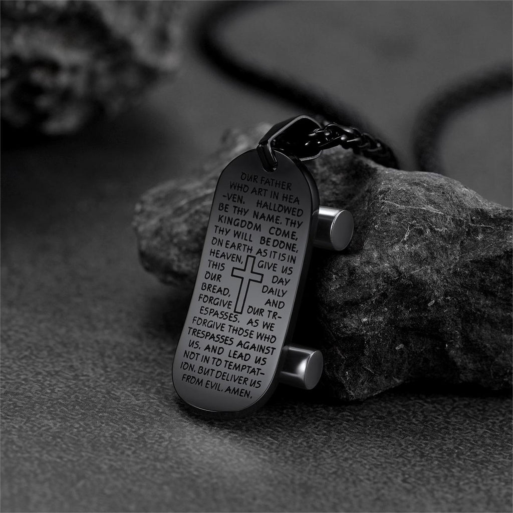 Christian Lord's Prayer Skateboard Necklace Pendant for
