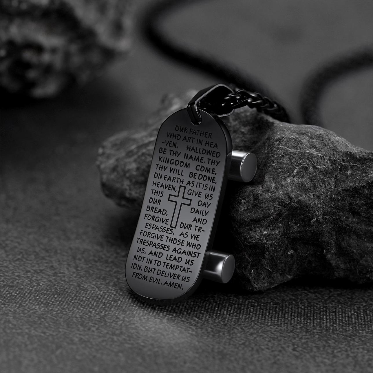 Christian Lord's Prayer Skateboard Necklace Pendant for
