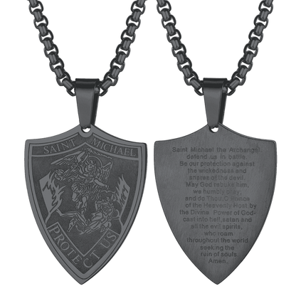 Saint Michael Necklace Shield Archangel Protection Pendant for