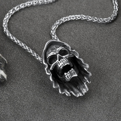 Grim Reaper Skull Pendant Necklace for