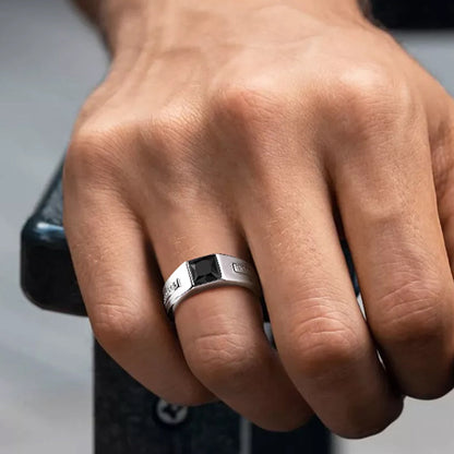 Minimalist Black Onyx Band Ring for