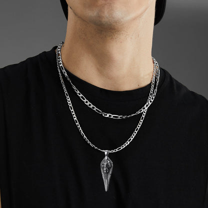 Punk Leaves Skull Pendant Necklace for