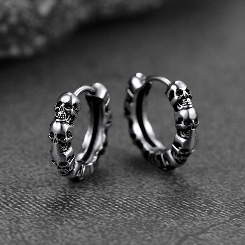 Gothic Skull Huggie Hoop Earrings for