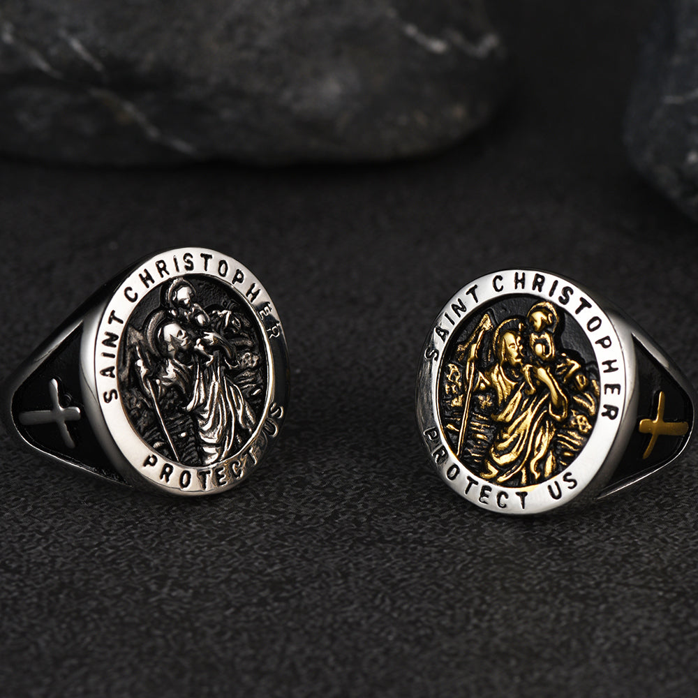 Flash St. Christopher Stainless Steel Ring for