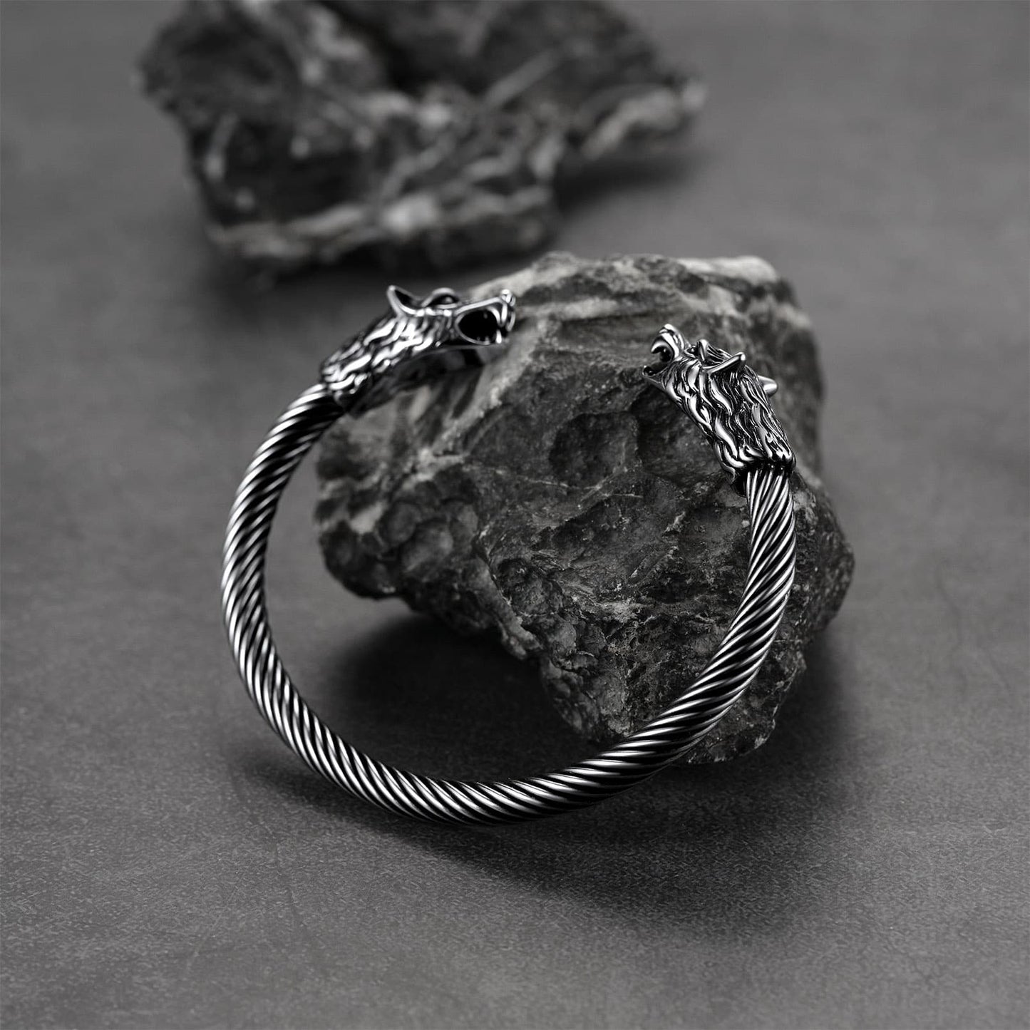 Viking Wolf Head Arm Ring Cuff Bracelet for