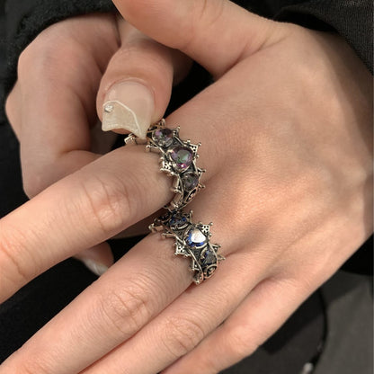 Crystal Hearts Crown Ring