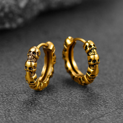 Gothic Skull Huggie Hoop Earrings for