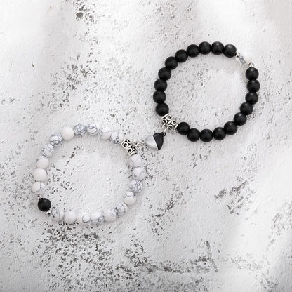Natural Stone Couple Bracelet Crystal Set (2 Pieces)