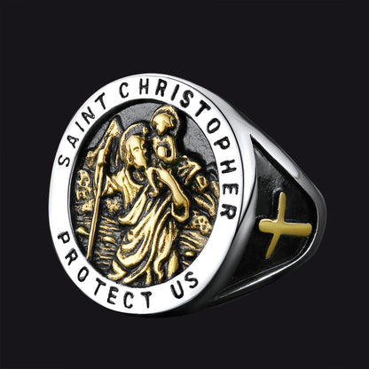 Flash St. Christopher Stainless Steel Ring for