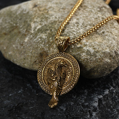 Viking Odin's Raven Pendant Necklace for