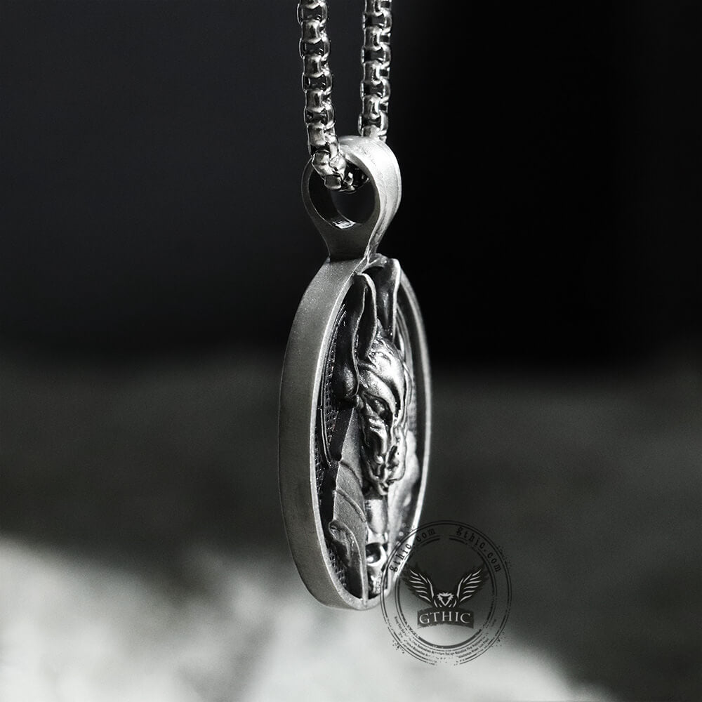 Egyptian God of Death Anubis Pure Tin Skull Necklace