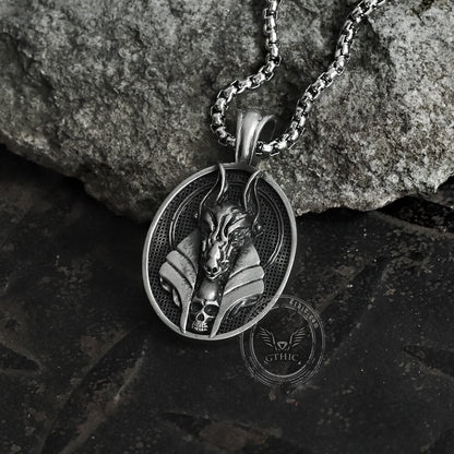 Egyptian God of Death Anubis Pure Tin Skull Necklace