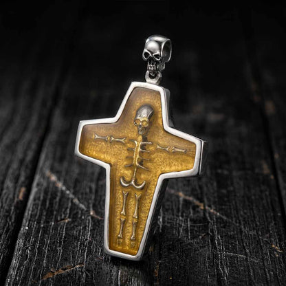 Egyptian Mummy Skull Stainless Steel Cross Pendant