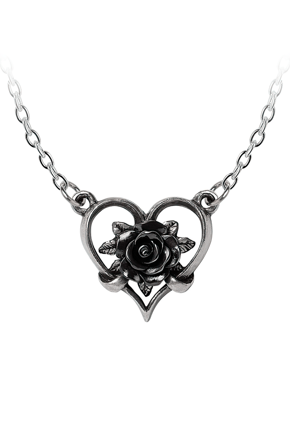 Heart of Blackness Pendant With Black Rose