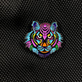 Enamelled Tiger Head Alloy Brooch