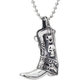 Engraved With Skull Boot Pendant Necklace / Rock Style Stainless Steel Jewelry