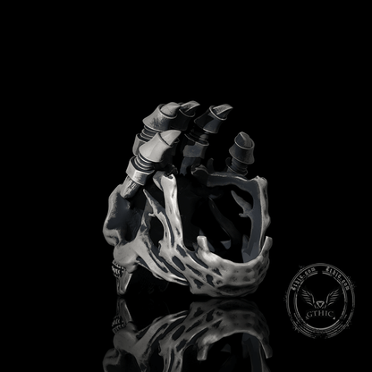 Exaggerated Manipulator Skull Sterling Silver Ring
