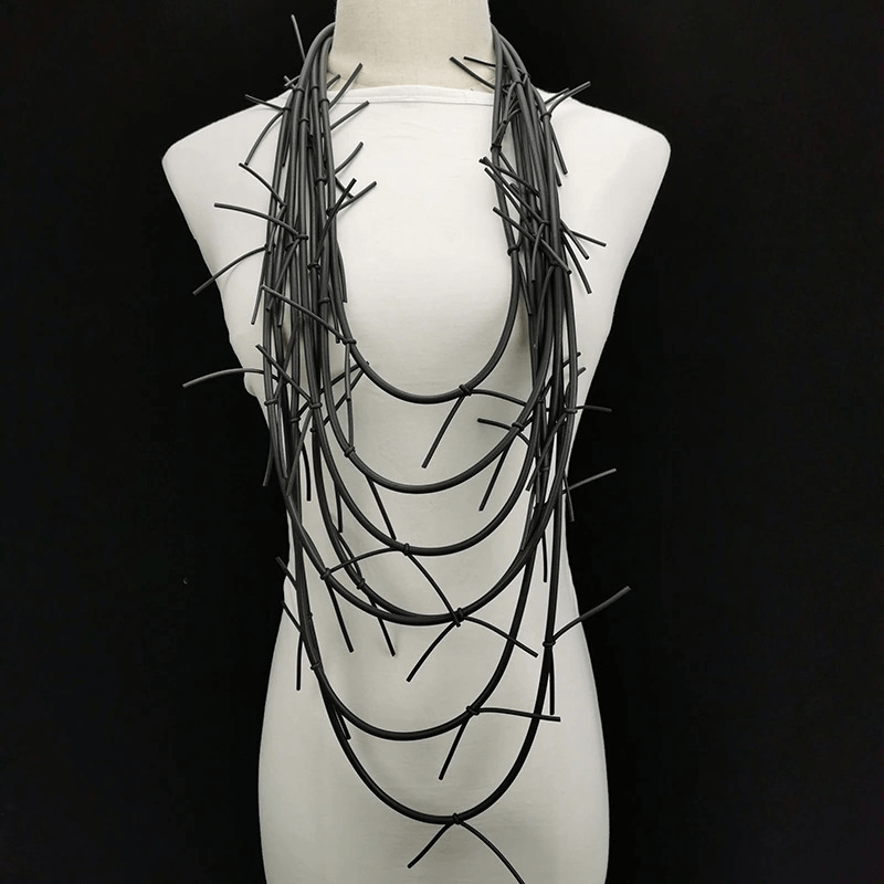 Exquisite Long Black Necklace for / Gothic Punk Silicone Female Accessories