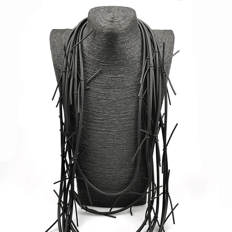Exquisite Long Black Necklace for / Gothic Punk Silicone Female Accessories
