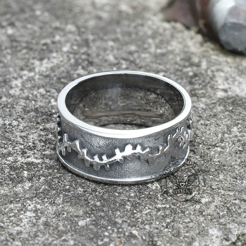Eye and Rose Stainless Steel Goth Ring