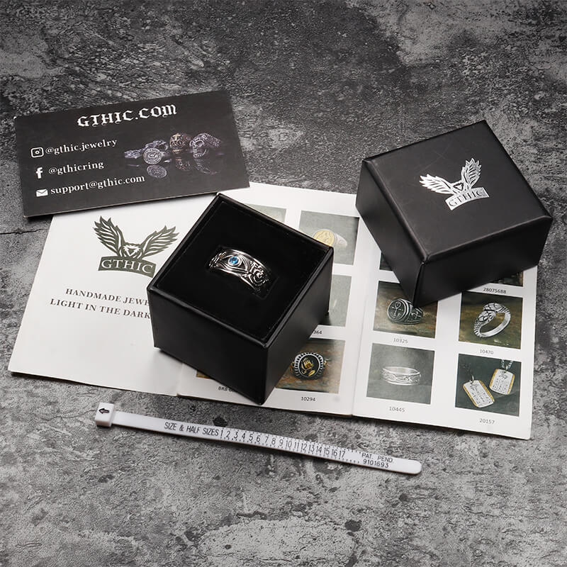 Eye and Rose Stainless Steel Goth Ring