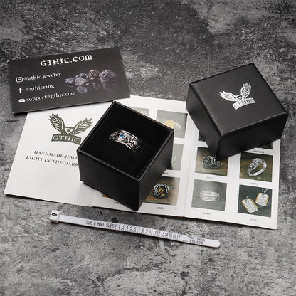 Eye and Rose Stainless Steel Goth Ring