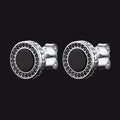 Viking Rune Black Onyx Stud Earrings in Sterling Silver for