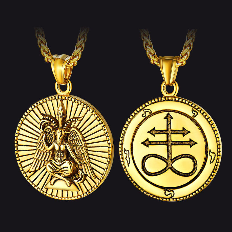Baphomet Satanic Goat Leviathan Cross Necklace for