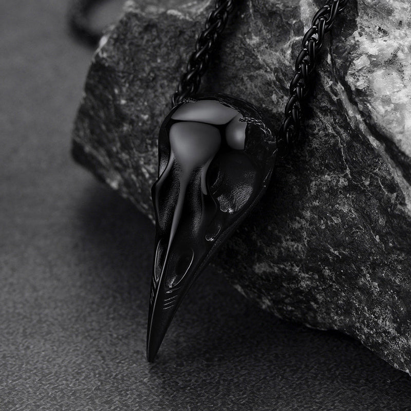 Viking Raven Skull Necklace for